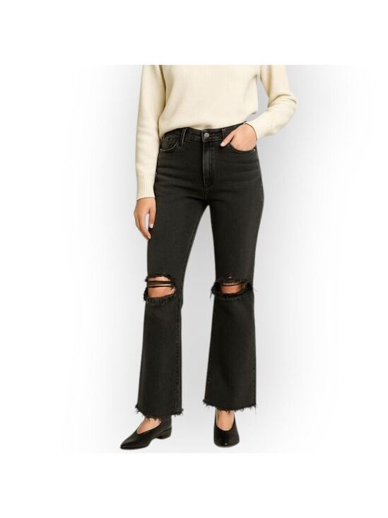 Free People Denim - Free People Black Distressed Denim Ankle Jeans Size 28